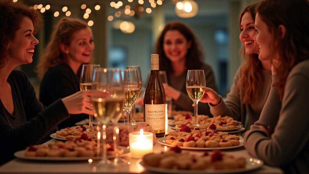A small, intimate private party gathering with catering by Alpen Brise Café, featuring light snacks and drinks.